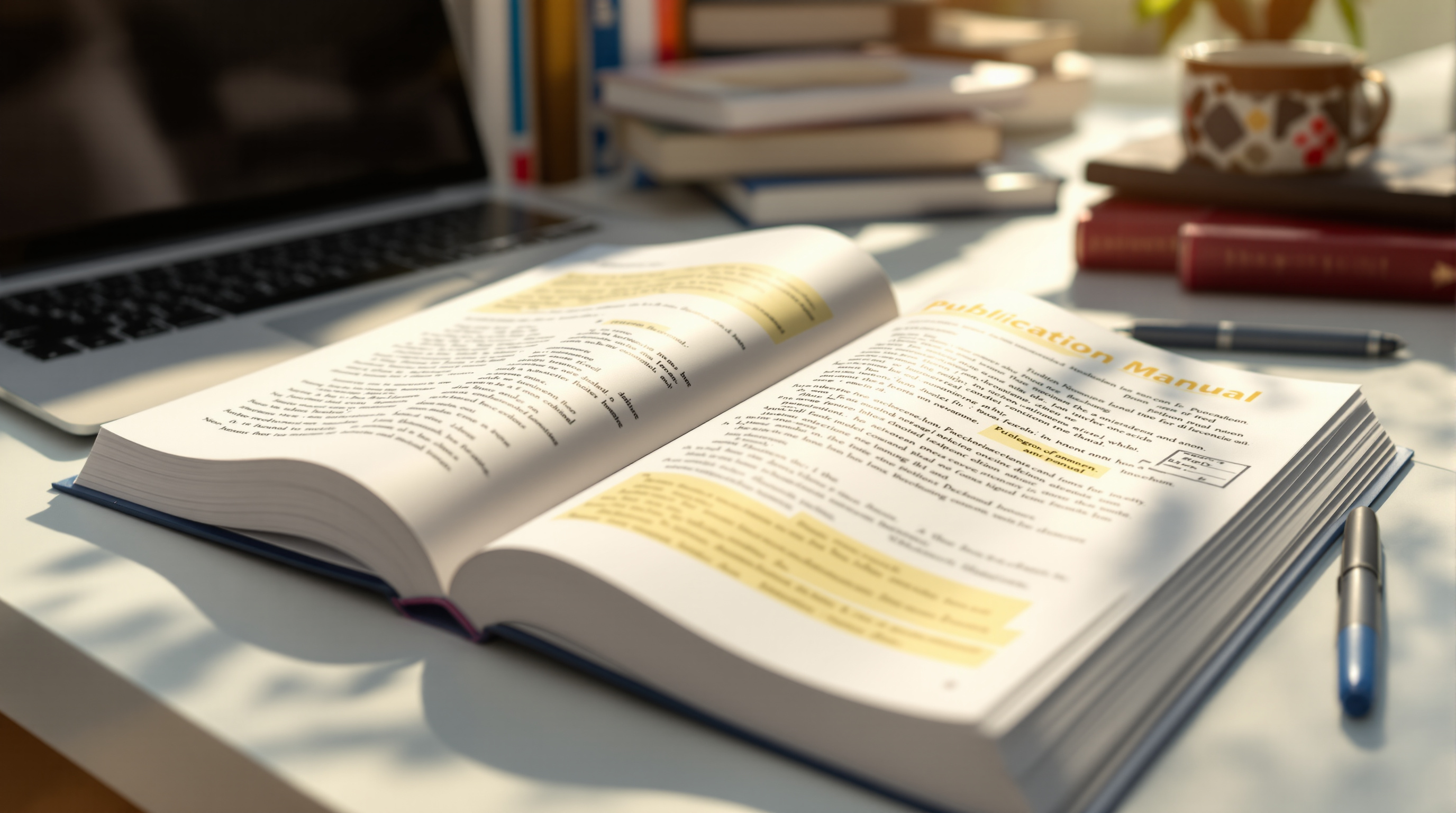 APA publication manual open on a research desk