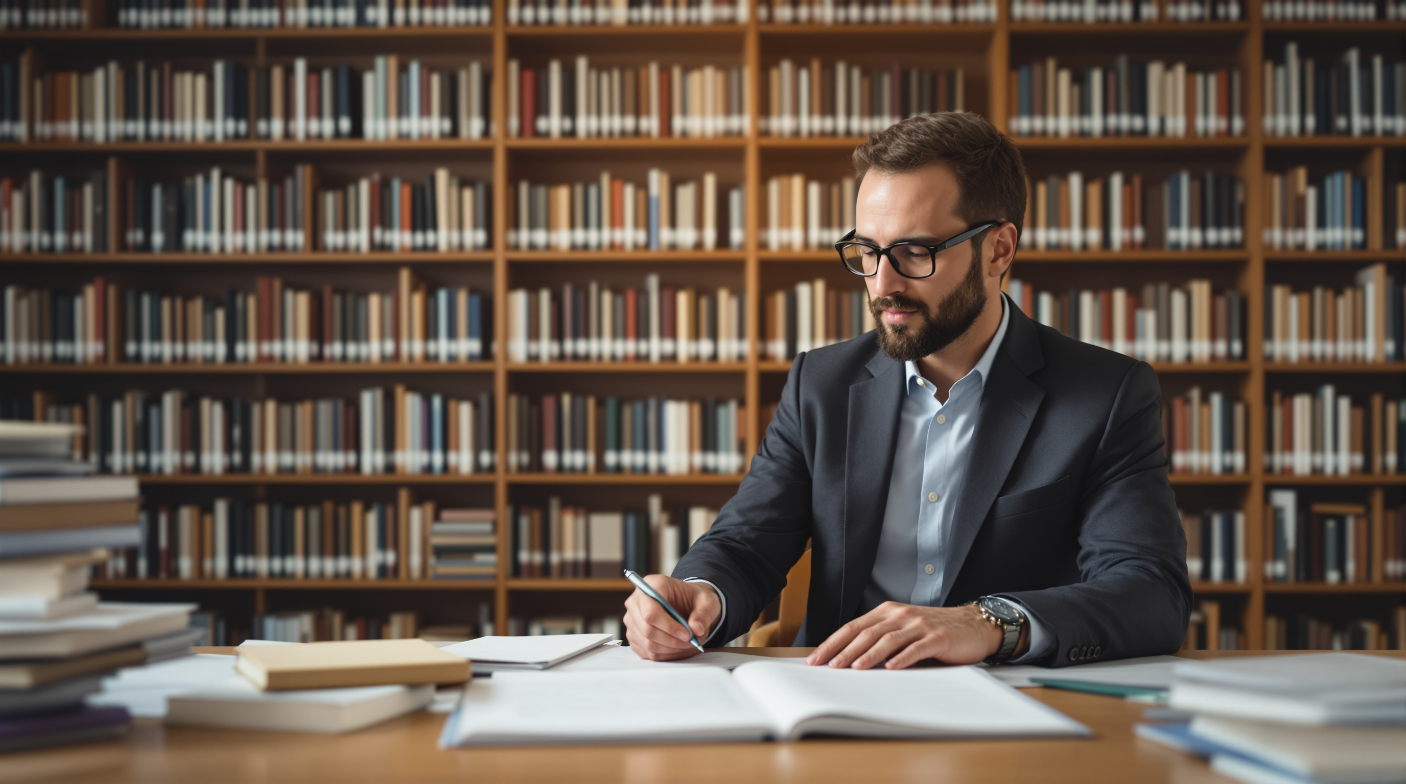 Researcher selecting from multiple academic journals